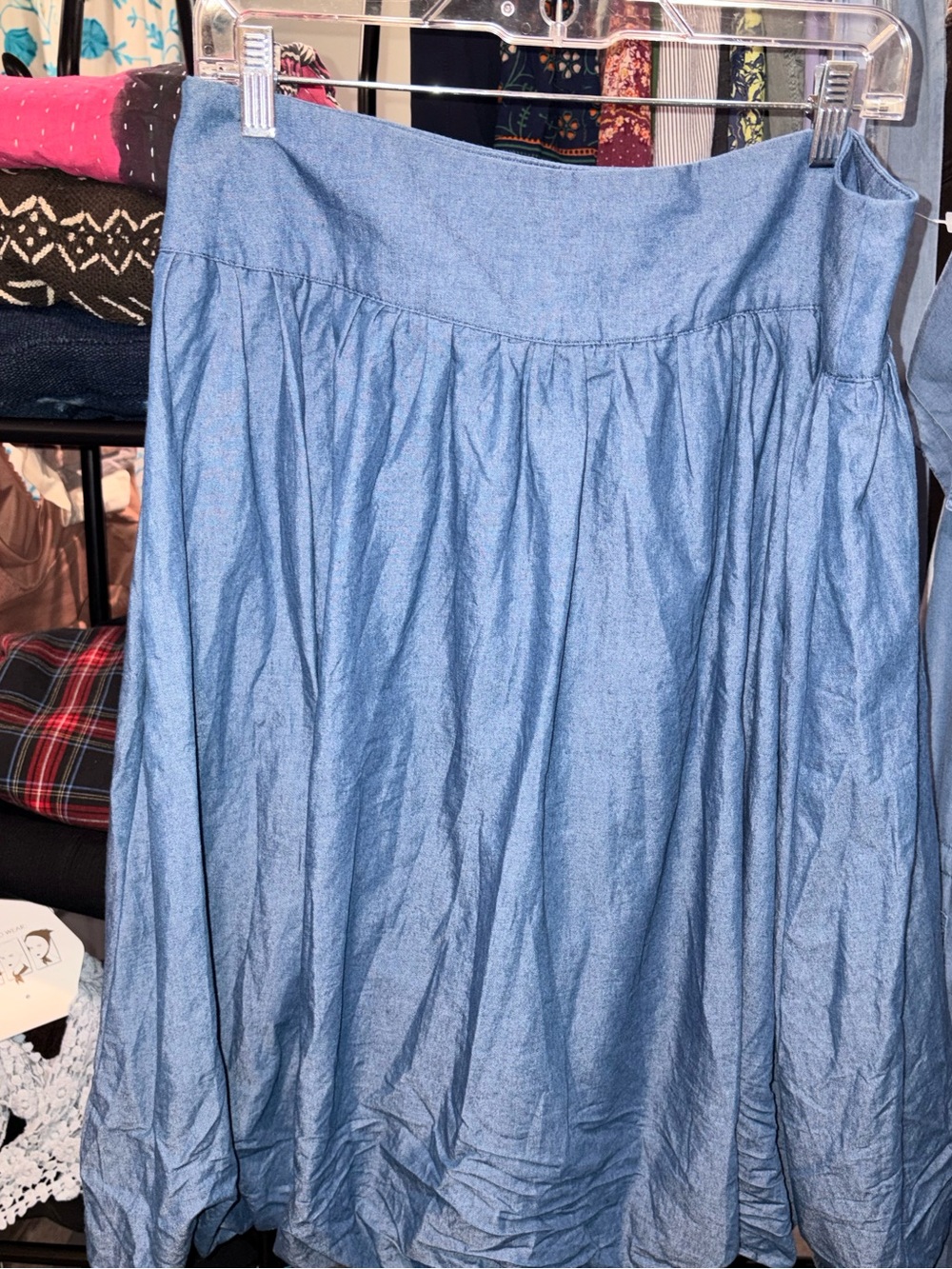 Denim Bubble Skirt 73% Cotton 27% Polyester